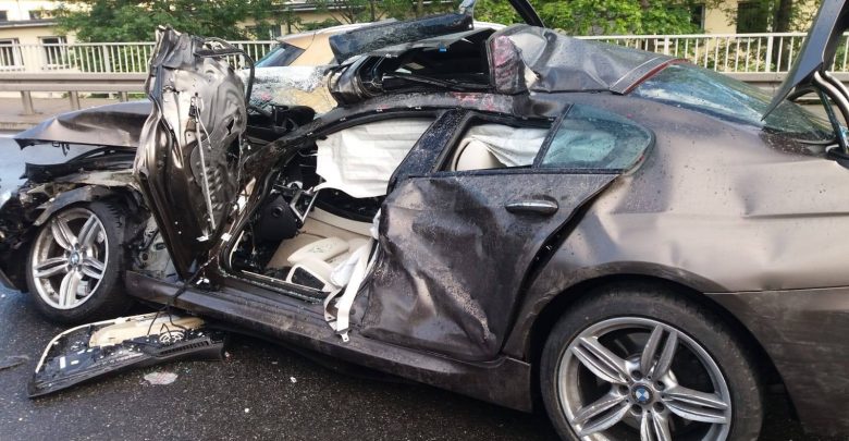 Wypadek na DTŚ w Zabrzu w czwartek 12 lipca. Ogromny korek w stronę Gliwic i Katowic (fot.KWP Katowice)
