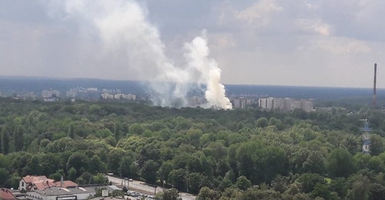 Pożar w Katowicach! Ogromny słup dymu w rejonie Parku Kościuszki (fot.Łukasz Kądziołka)