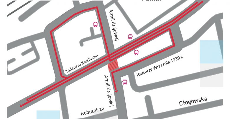 Katowice: Zmiany w organizacji ruchu na skrzyżowaniu ulic Kościuszki i Armii Krajowej (fot.UM Katowice)