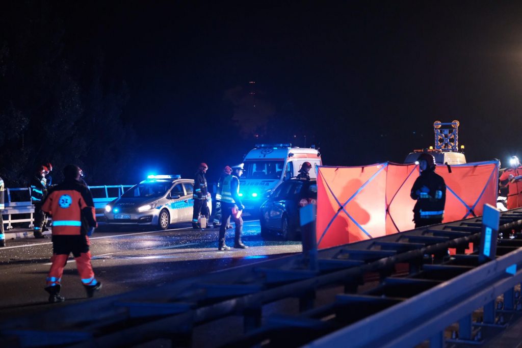 Niestety - bilans karambolu na S1 jest coraz bardziej tragiczny. Zmarła najciężej ranna osoba. Obecnie bilans karambolu na S1 to 1 ofiara śmiertelna i 11 osób rannych - w tym czworo dzieci(fot.Paweł Jędrusik)