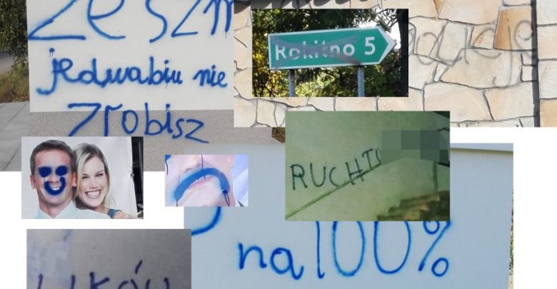 Szczekociny: grafficiarz nawoływał napisami do nienawiści. Zniszczyła nawet ogrodzenie przy kościele