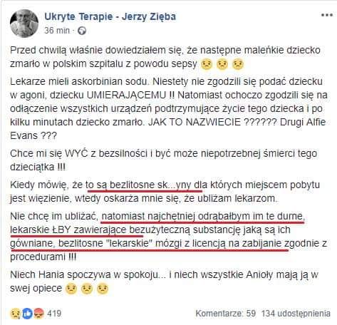 Jerzy Zięba: „odrąbałbym im te durne lekarskie łby”