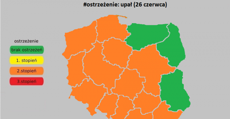 IMGW: Ostrzeżenie 2. stopnia przed upałami. Ostrzeżenie dotyczy 13 województw (fot.RCB/fb)