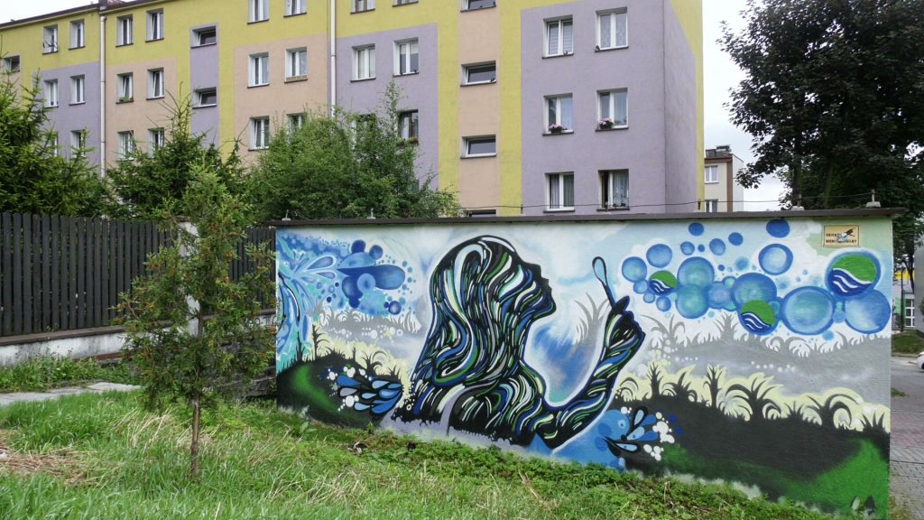 Wodne graffiti powstało na budynku jaworznickiej hydroforni. Miejska spółka Wodociągi Jaworzno postanowiła zlecić pracę grafficiarzom