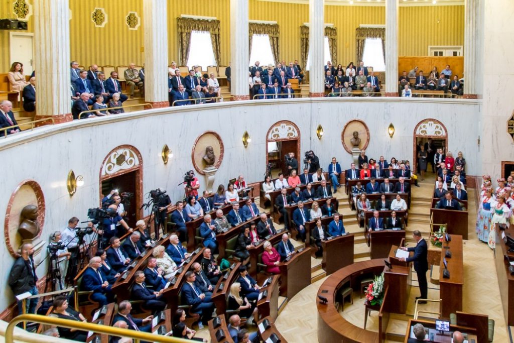 Prezydent RP Andrzej Duda wziął udział w uroczystej sesji Sejmiku Województwa Śląskiego z okazji setnej rocznicy wybuchu Powstań Śląskich (fot.slaskie.pl)