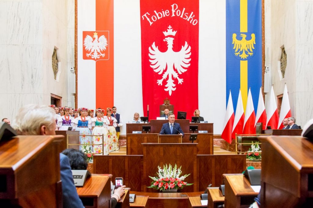 Prezydent RP Andrzej Duda wziął udział w uroczystej sesji Sejmiku Województwa Śląskiego z okazji setnej rocznicy wybuchu Powstań Śląskich (fot.slaskie.pl)