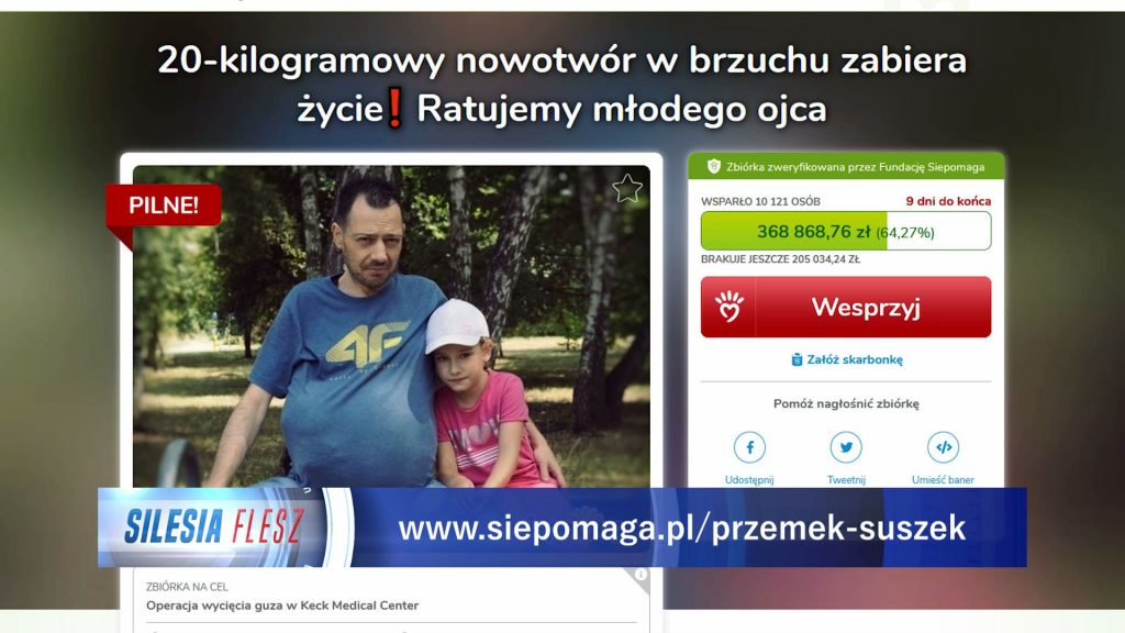 -Jestem człowiekiem, który się nie poddaje, ale nie ukrywam, że jest mi ciężko, ale guz mi bardzo doskwiera w codziennych czynnościach - mówi Przemysław Suszek, chory na nowotwór przestrzeni zaotrzewnej.