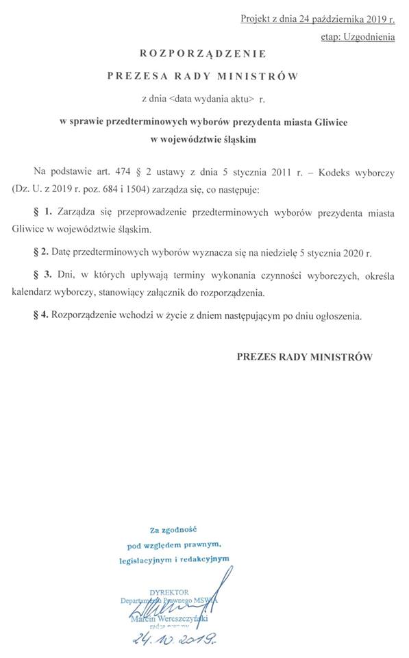 Wiemy, kiedy odbędą się wybory na prezydenta Gliwic