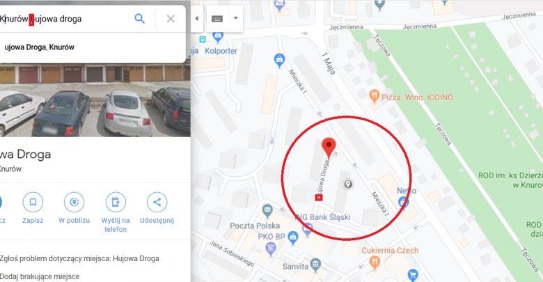 Wulgarne odkrycie na mapie! Hu...wa droga w Knurowie! Cały internet pęka ze śmiechu! (fot.google maps)