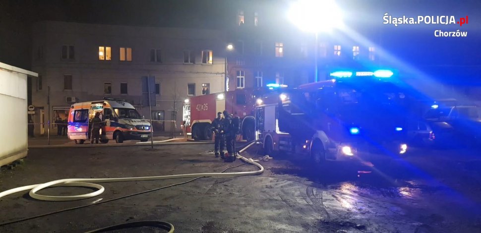 Pożar kiosku w Chorzowie. Zginęła jedna osoba. Fot. Policja Śląska