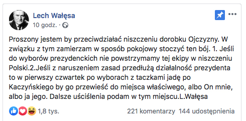 Lech Wałęsa: jeśli Duda wygra, to jadę po Kaczyńskiego z taczkami!