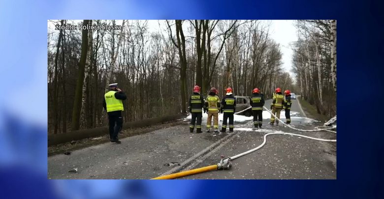 Rybnik: Kierowca zginął w płonącym samochodzie. ZDJĘCIA z miejsca tragedii