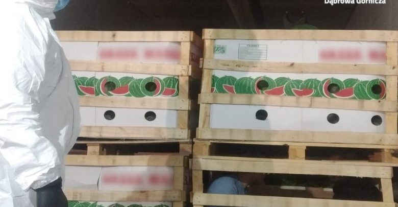 Udawali, że są arbuzami! Uchodźcy ukryci w TIRze w Dąbrowie Górniczej! (fot.Śląska Policja)