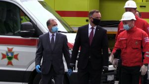 W Bytomiu Andrzej Duda w Centralnej Stacji Ratownictwa Górniczego spotkał się z ratownikami górniczymi, którym podziękował za służbę