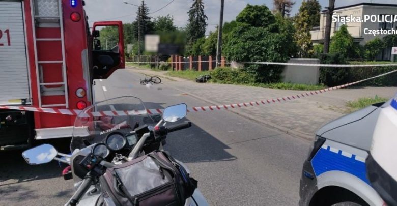 Śląskie: Śmiertelny wypadek rowerzysty! Motocyklista był pijany, po narkotykach i bez prawka (fot.KWP Katowice)
