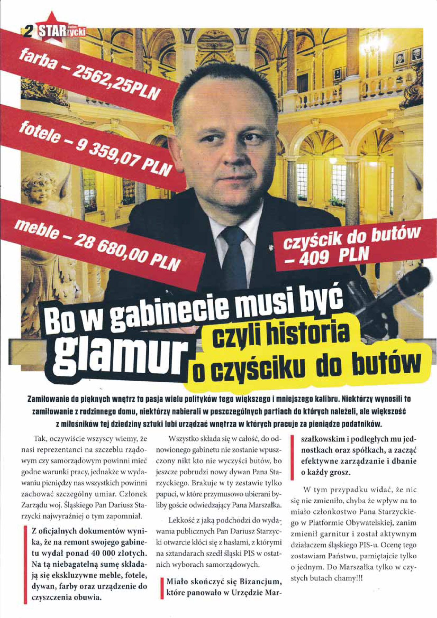 STARzycki. W Jaworznie ktoś robi czarny PR marszałkowi Dariuszowi Starzyckiemu