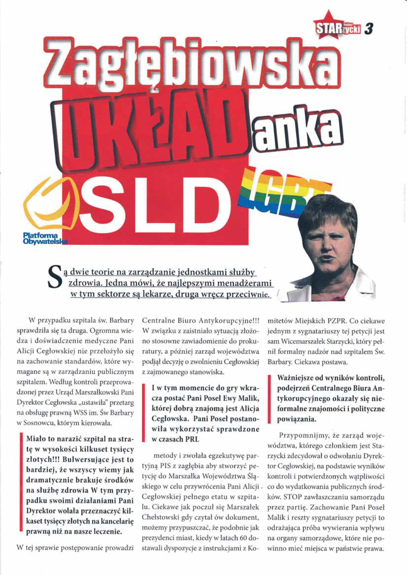 STARzycki. W Jaworznie ktoś robi czarny PR marszałkowi Dariuszowi Starzyckiemu