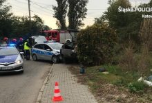 Staranowane auta i radiowóz, ranny policjant. Pościg za pijanym kierowcą w Katowicach (fot.Śląska Policja)
