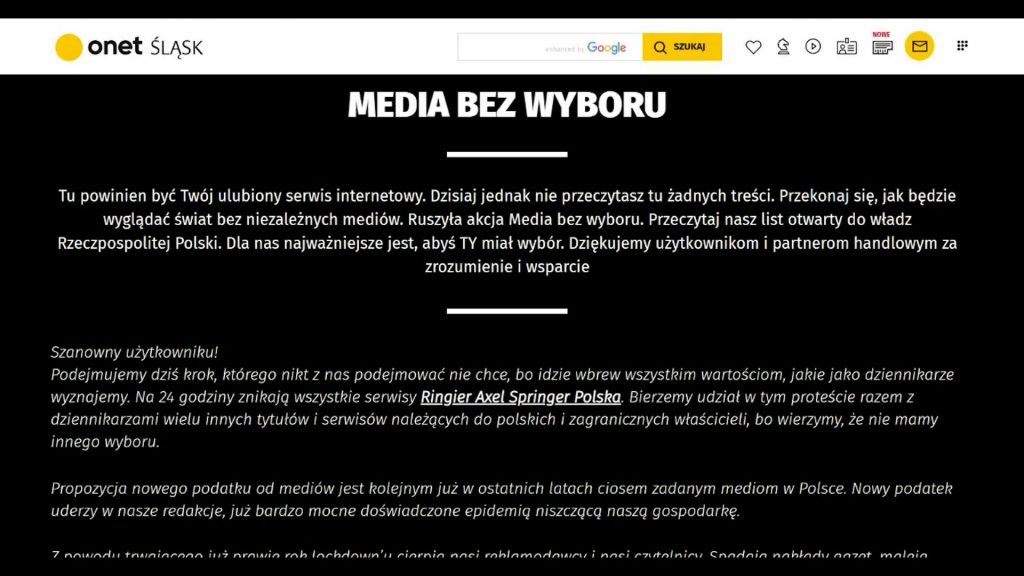 Wiele telewizji i rozgłośni radiowych oraz portali internetowych w środę, 10 lutego zaprotestowało przeciwko projektowi nowego podatku od reklam