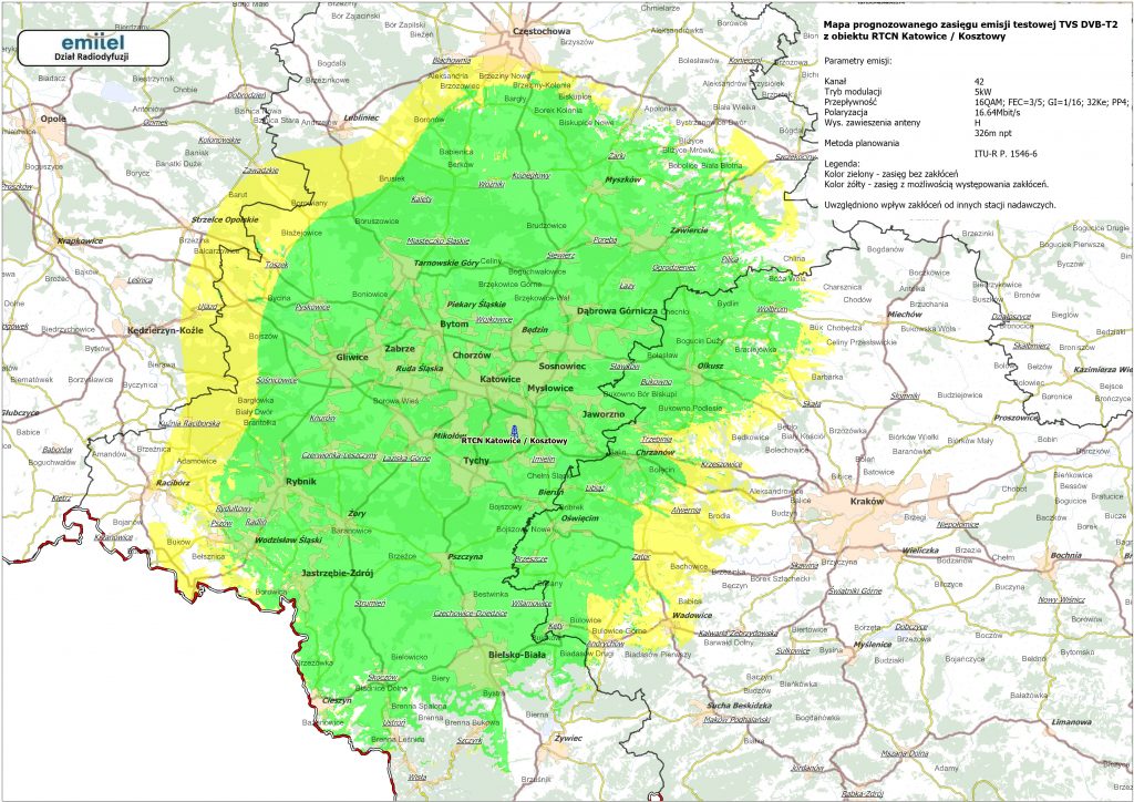 mapa zasięgu telewizji naziemnej TVS