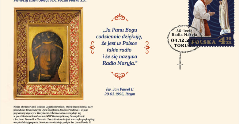 Poczta Polska upamiętniła znaczkiem i kopertą 30-lecie istnienia Radia Maryja (fot.Poczta Polska)