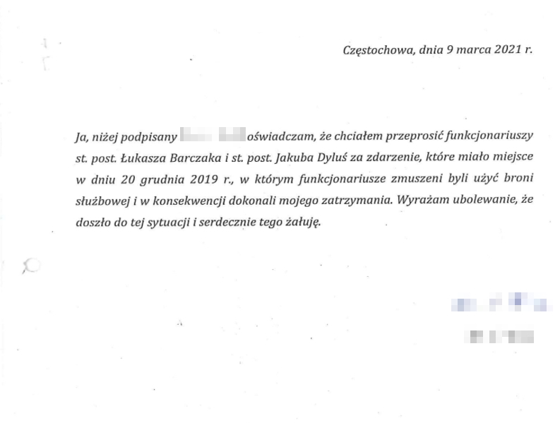 Chciał rozjechać autem policjantów, padły strzały. Skazany 27-latek przeprasza. Fot. Śląska Policja