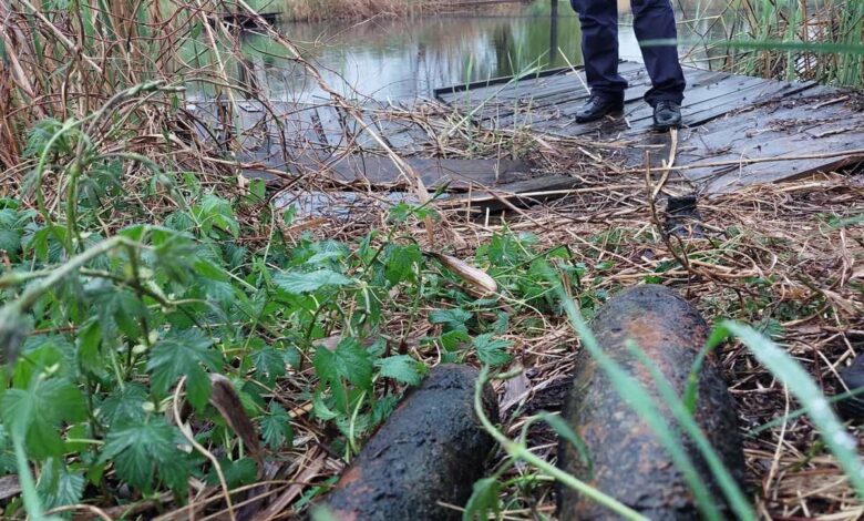 Gliwice: magnesem szukał skarbów. Znalazł pociski artyleryjskie. Fot. KMP w Gliwicach