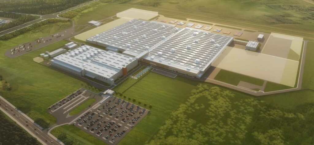 Tak ma wyglądać fabryka Izery w Jaworznie. Są wizualizacje. Fot. ElectroMobility Poland