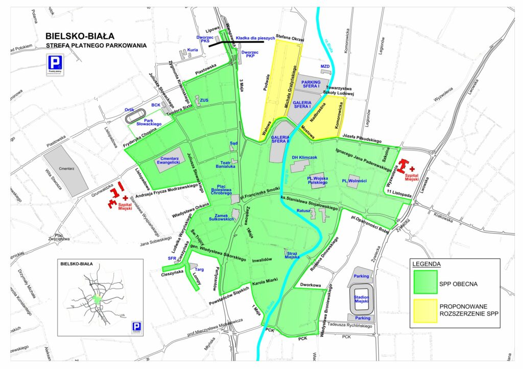 Większa strefa płatnego parkowania w Bielsku? Miasto pyta mieszkańców. Fot. UM Bielsko-Biała
