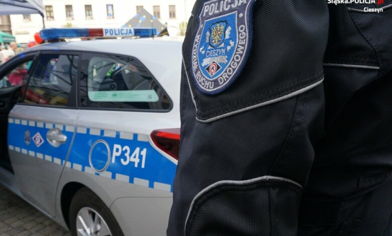 Kobieta biegała między samochodami na DK81. Gonił ją policjant. Fot. KMP Cieszyn