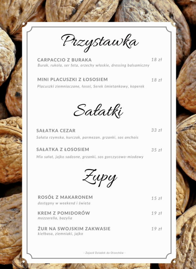 pod orzechem bytom menu