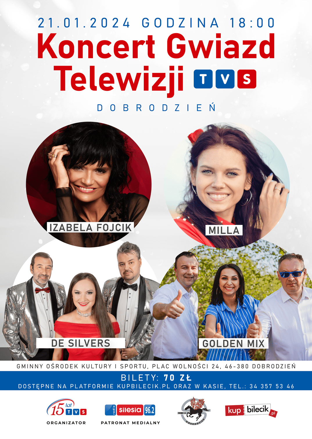 Koncert Gwiazd Telewizji TVS. Zapraszamy do Dobrodzienia!