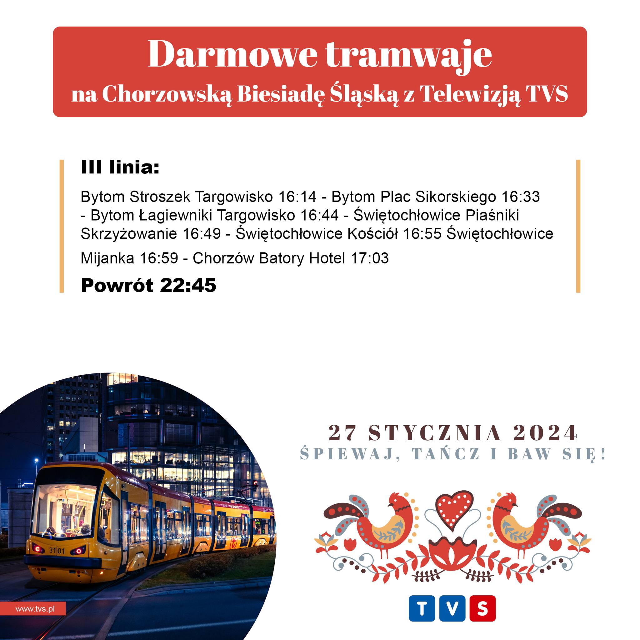 Darmowe tramwaje na Chorzowską Biesiadę Śląską