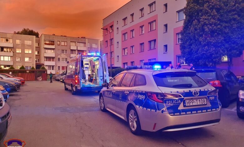 Nastolatka wyskoczyła z okna. Dramatyczne sceny w Tychach/fot.112 Tychy - Tyskie Służby Ratownicze