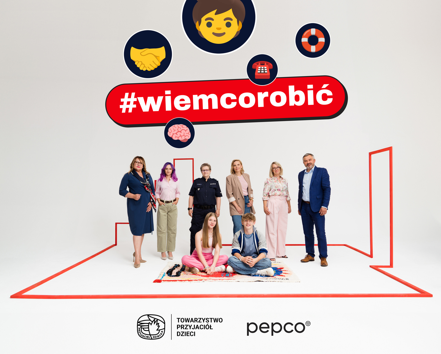 Grafika przedstawiająca kampanię #wiemcorobić na rzecz bezpieczeństwa dzieci w internecie
