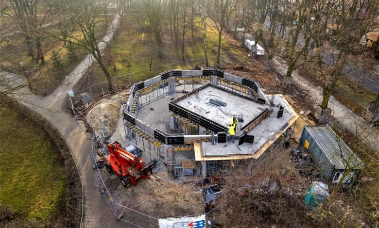 "Okrąglak" w Gliwicach wraca! Nowy obiekt powstaje w miejscu starego przy Placu Grunwaldzkim (fot. UM Gliwice)