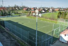 Modernizacja boiska w Czechowicach-Dziedzicach. Widok boiska z naroznika