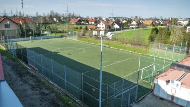 Modernizacja boiska w Czechowicach-Dziedzicach. Widok boiska z naroznika
