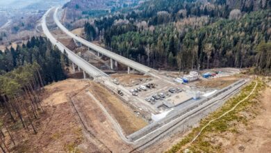 nowe odcinki S1 dwa wiadukty, maszyny budowlane