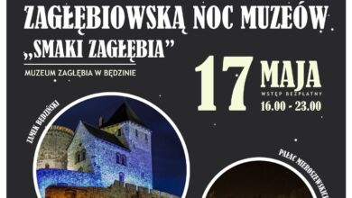 Noc Muzeów 2025 w Będzinie Dąbrowej Górniczej i Sosnowcu plakat