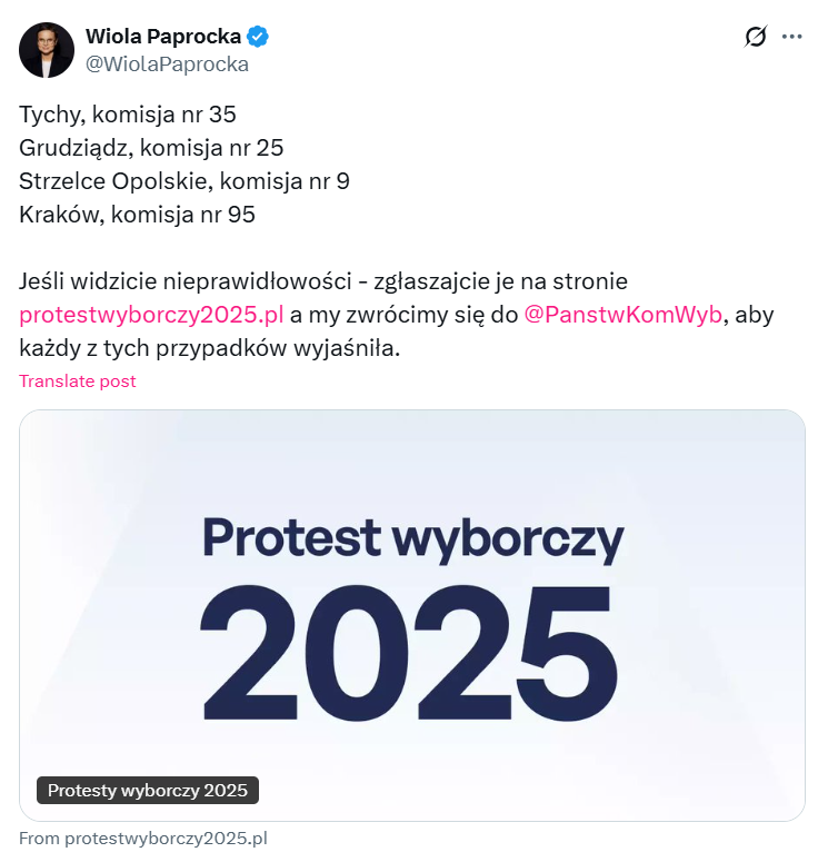 protest wyborczy, PKW wybory 2025