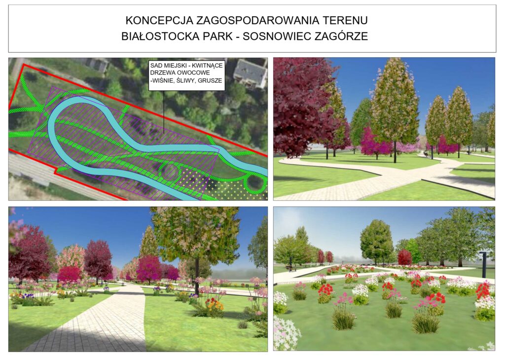 nowy park w Sosnowcu- plan zagospodarowania terenu