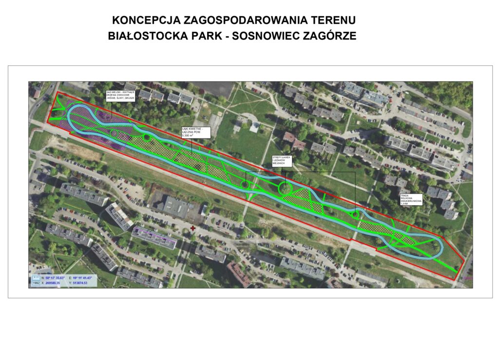 nowy park w Sosnowcu- plan zagospodarowania terenu