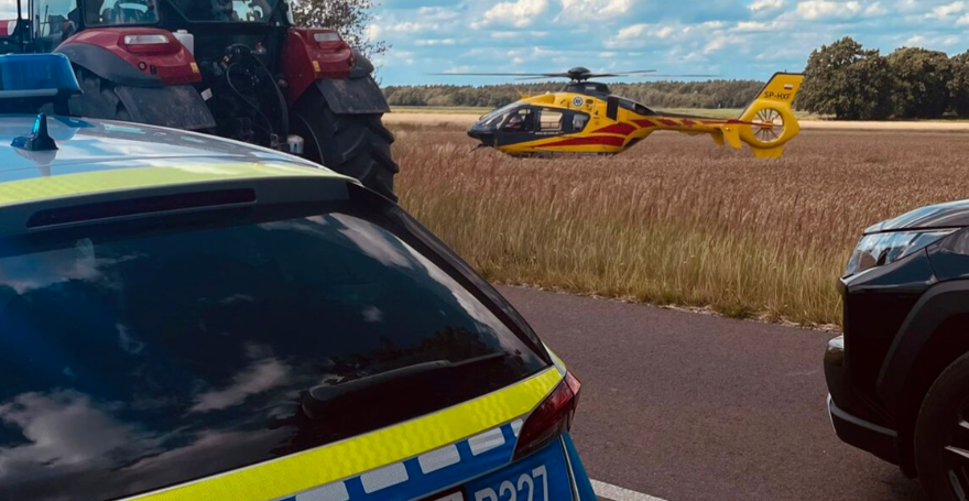 wypadek motocykl czarny alert śmigłowiec LPR radiowóz
